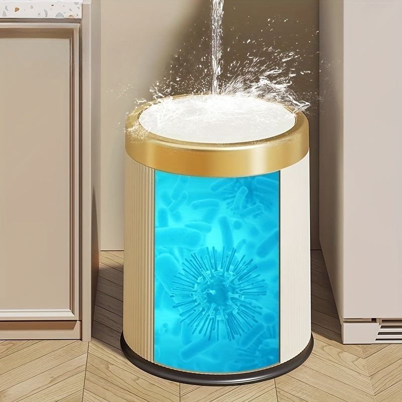 Luxury Bathroom Trash Can Oval Press Top Waste Bin Gold Lid - Image 12