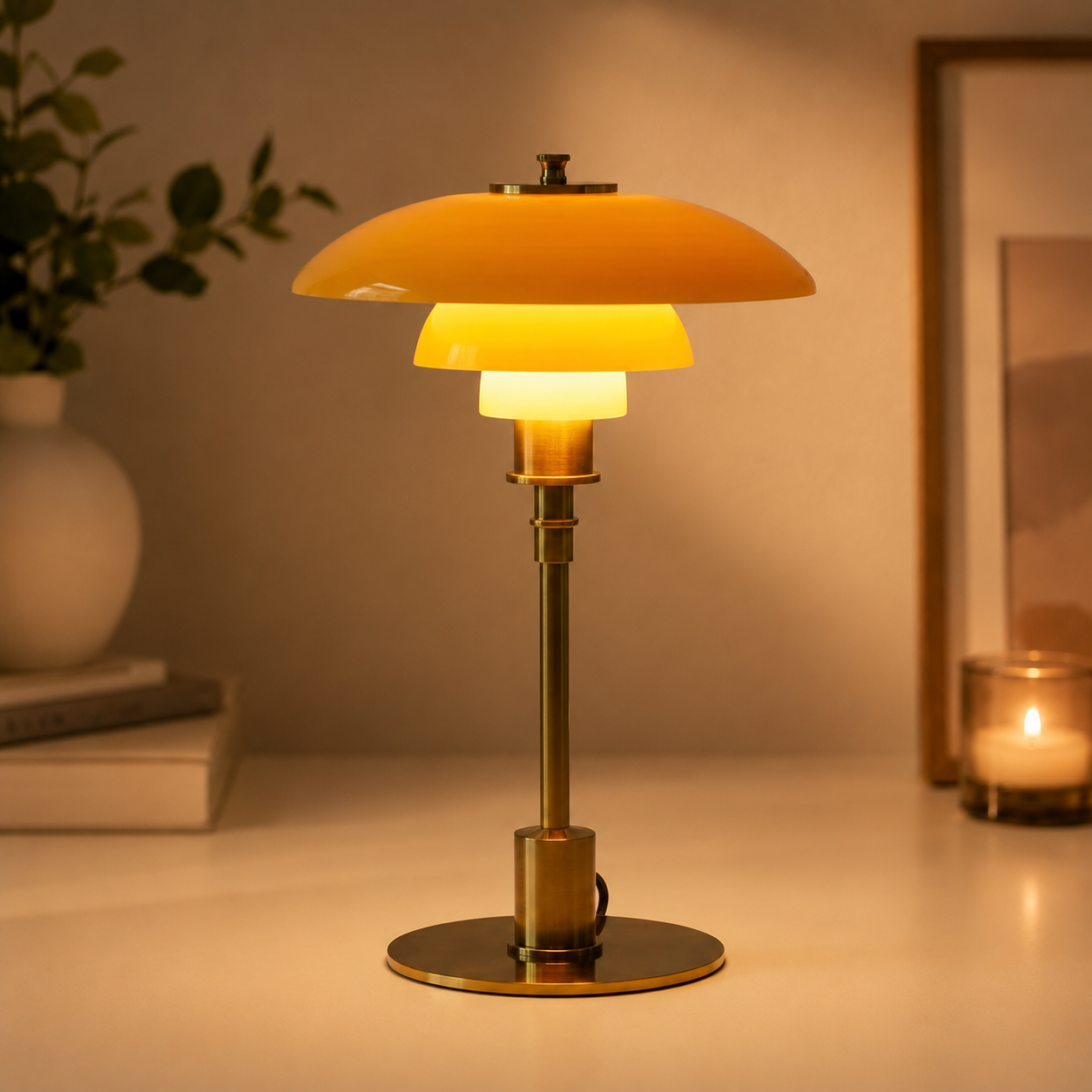 Scandinavian Bedside Table Lamp with Minimalist Glass Shade