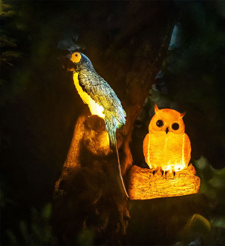 Artistic Solar Bird Outdoor Lights - Garden Animal Sculpture LED Lamp