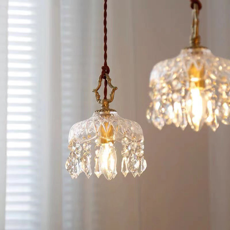 Auravelle - Vintage Copper Crystal Floral Pendant Light - Image 4