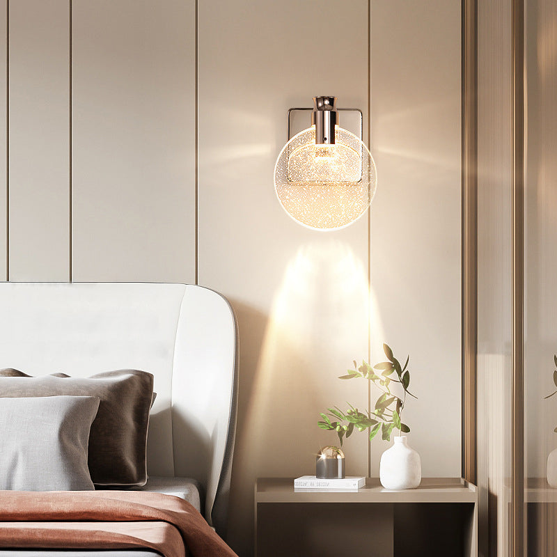 Contemporary Scandinavian Crystal Round LED Wall Sconce Lamp For Bedside - Image 12