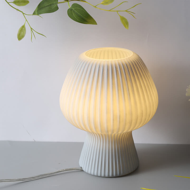 Modern Minimalist Mushroom 1-Light Glass Table Lamp For Bedside - Image 15
