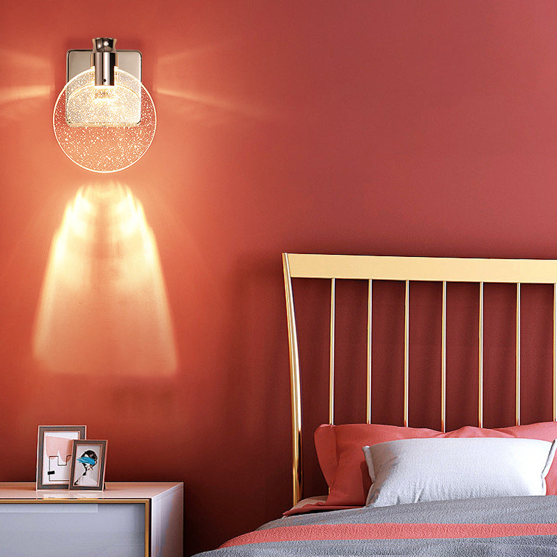 Contemporary Scandinavian Crystal Round LED Wall Sconce Lamp For Bedside - Image 13