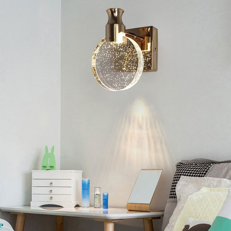 Contemporary Scandinavian Crystal Round LED Wall Sconce Lamp For Bedside - Image 8