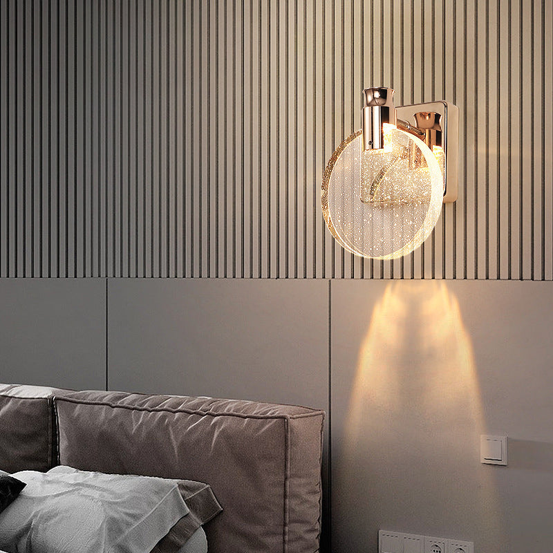 Contemporary Scandinavian Crystal Round LED Wall Sconce Lamp For Bedside - Image 14
