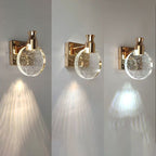 Contemporary Scandinavian Crystal Round LED Wall Sconce Lamp For Bedside - Image 6