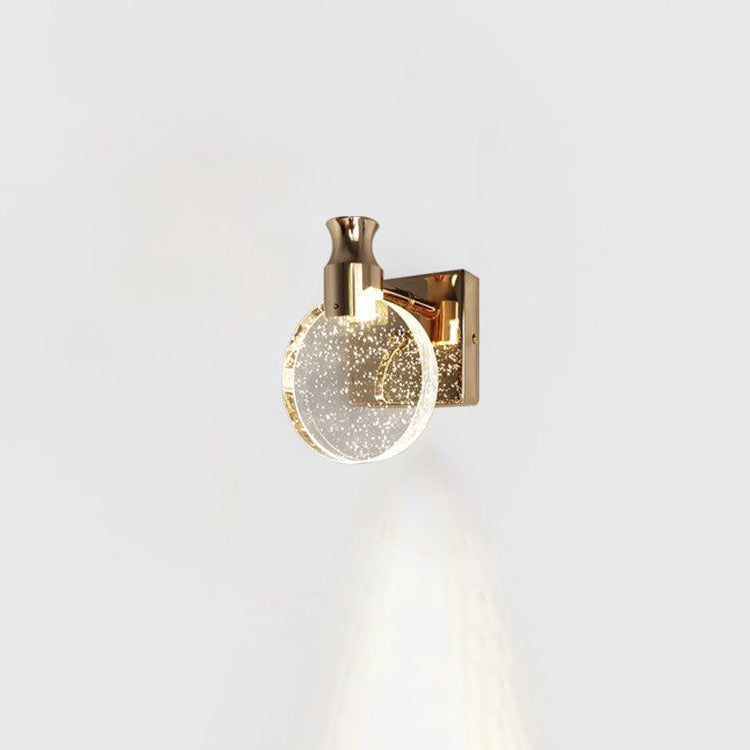 Contemporary Scandinavian Crystal Round LED Wall Sconce Lamp For Bedside - Image 7