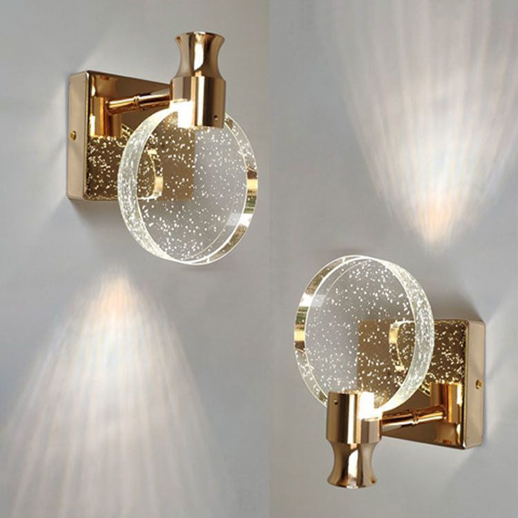 Contemporary Scandinavian Crystal Round LED Wall Sconce Lamp For Bedside - Image 5