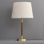 Contemporary Retro Brass Fabric Cylinder 1-Light Table Lamp For Bedside - Image 9