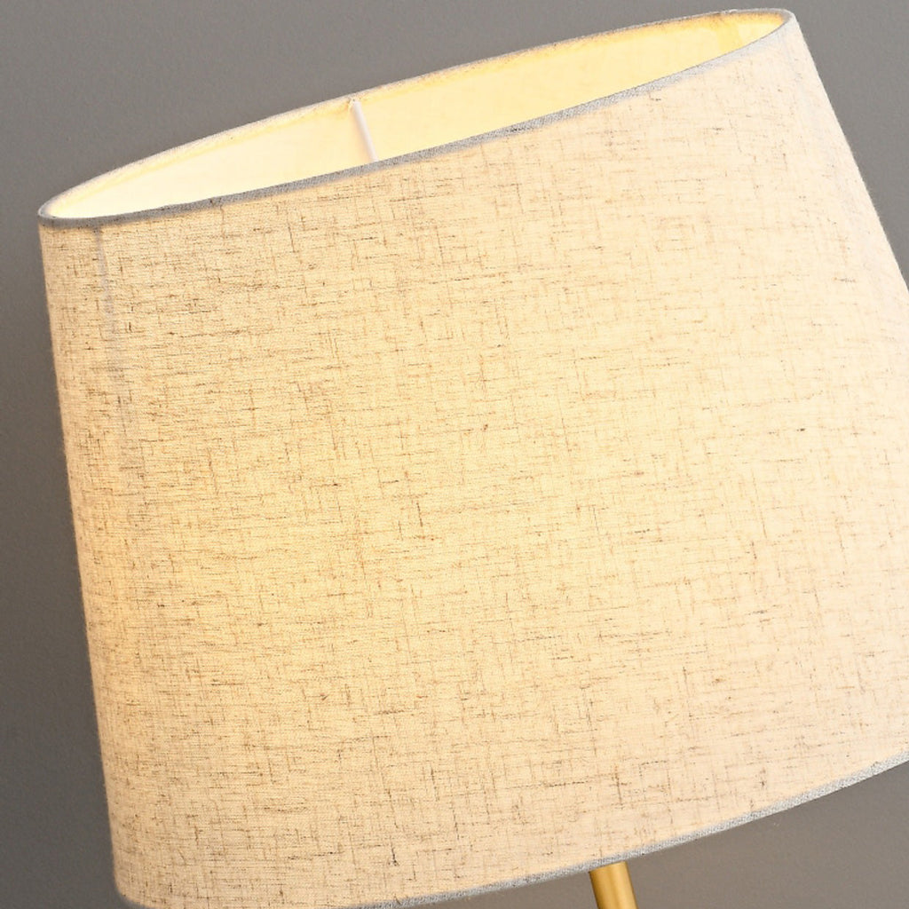 Contemporary Retro Brass Fabric Cylinder 1-Light Table Lamp For Bedside - Image 5