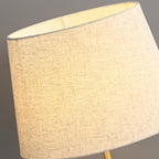 Contemporary Retro Brass Fabric Cylinder 1-Light Table Lamp For Bedside - Image 5