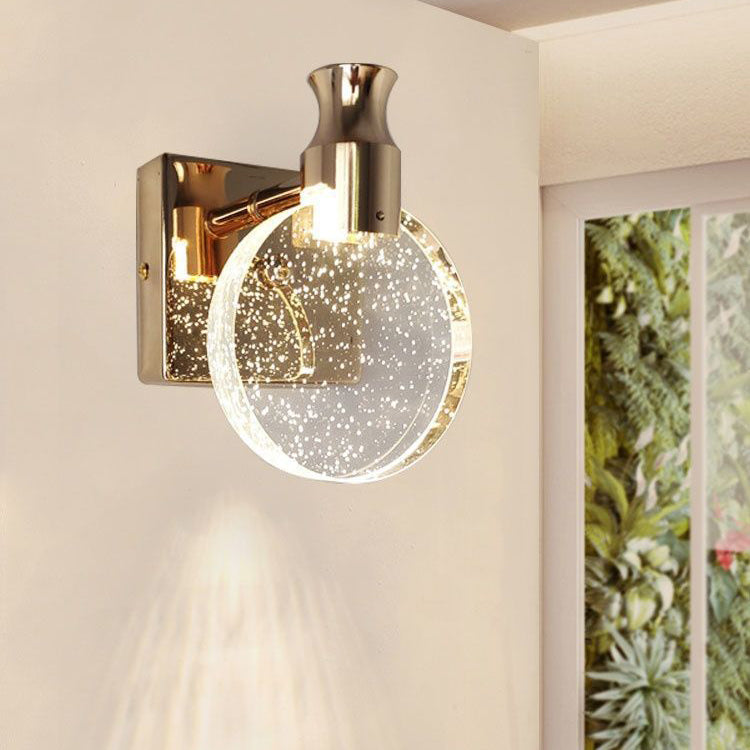 Contemporary Scandinavian Crystal Round LED Wall Sconce Lamp For Bedside - Image 10