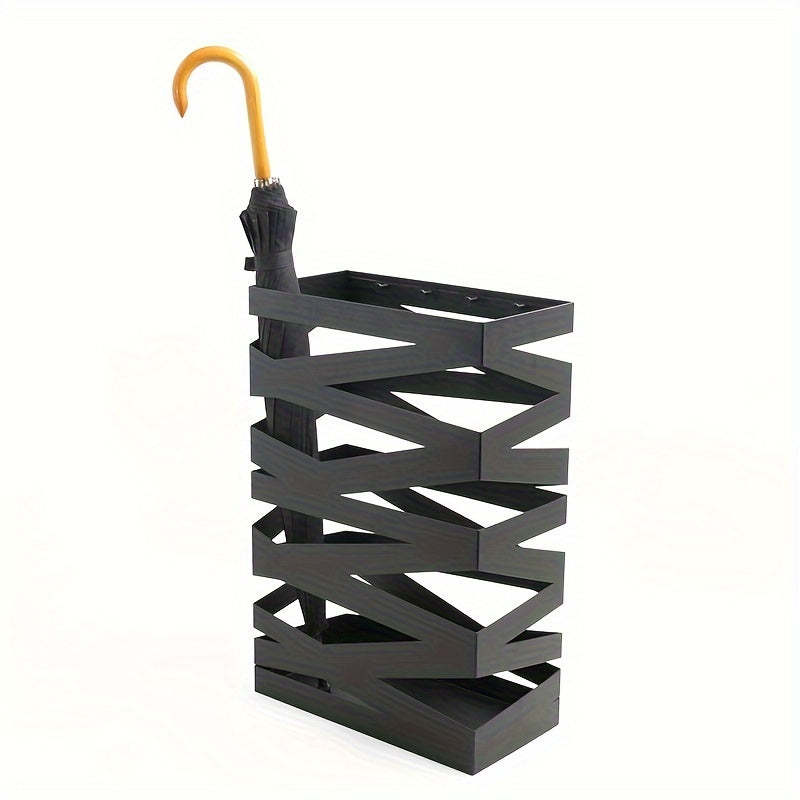 Umbrella Stand Modern Black Metal Entryway Holder Large Capacity - Image 4