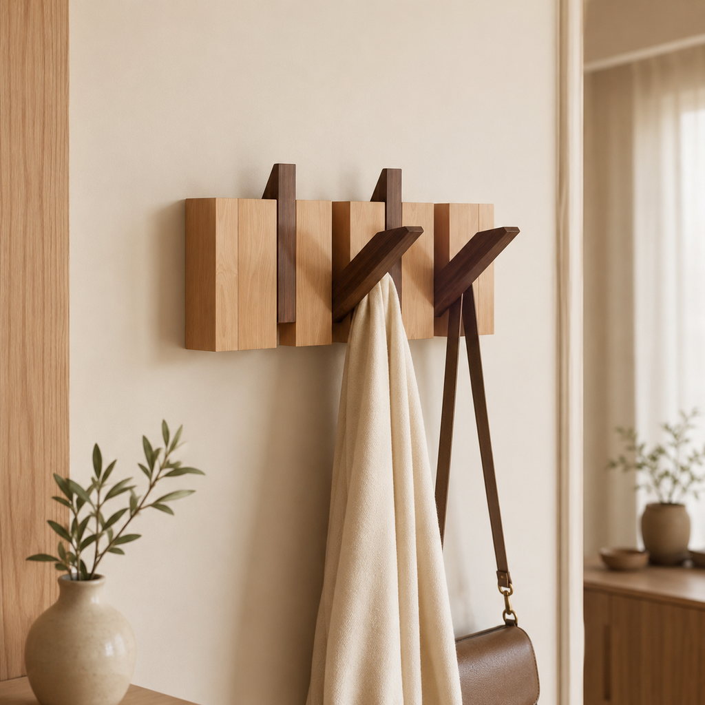 Wooden Space-Saving Wall-Mounted Piano Hanger Rack
