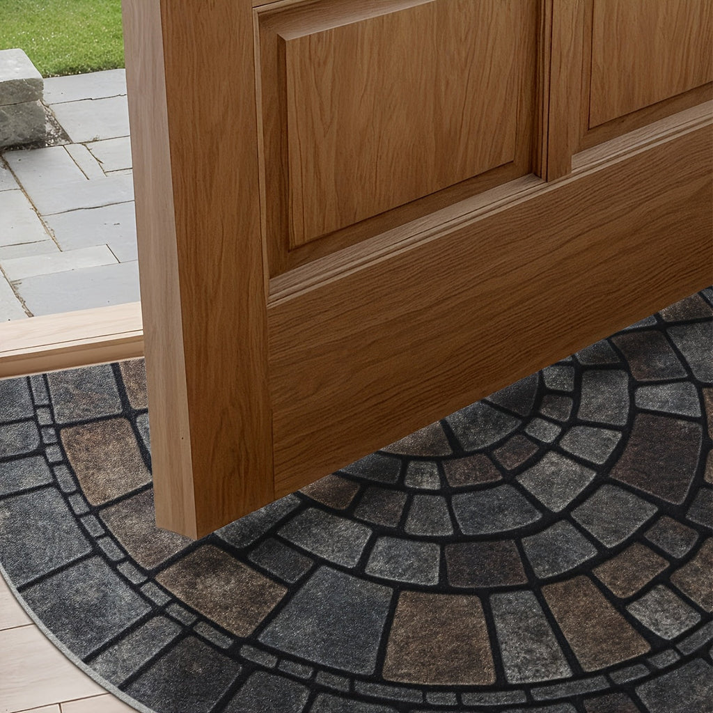 Half Circle Door Mat Non Slip Indoor Outdoor Mosaic Entryway - Image 8