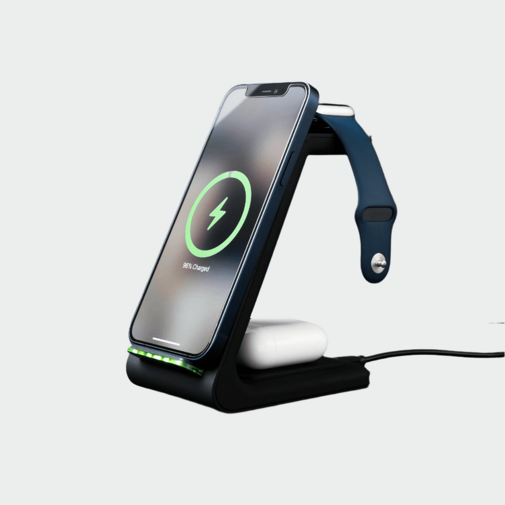 3‑in‑1 Wireless Charging Station for Phone, Watch & Earbuds