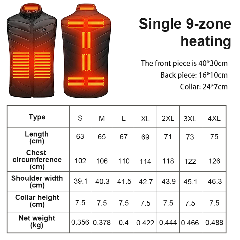 Unisex Heated Vest Lightweight USB-Powered Core Warming