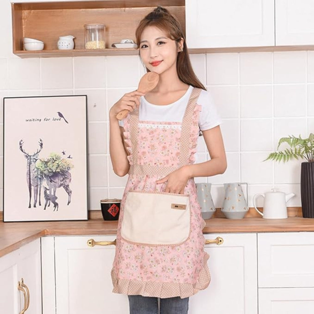 Floral Kitchen Apron Waterproof & Oil‑Resistant Design