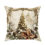 Golden Velvet Christmas Cushion Cover Festive Santa & Deer Design