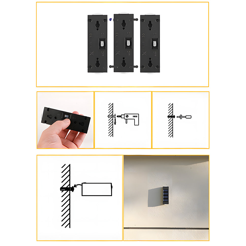 Modern Wire-free Solar Wall Outdoor Lights For Garden and Courtyard