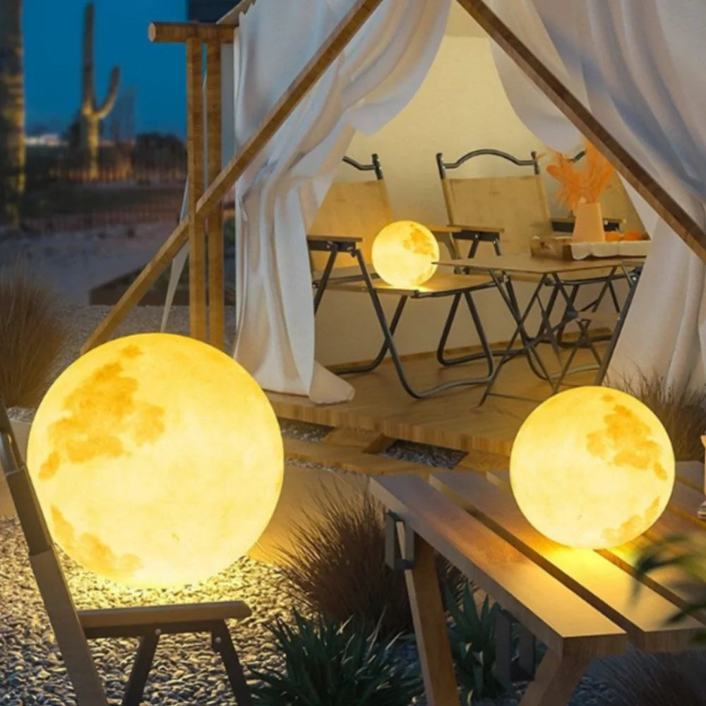 Radiant Moon Sphere Outdoor Lights – Solar LED Garden Light with Remote Control