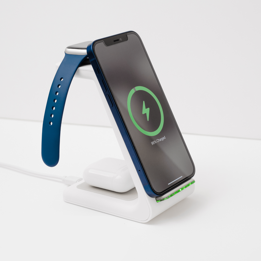 3‑in‑1 Wireless Charging Station for Phone, Watch & Earbuds