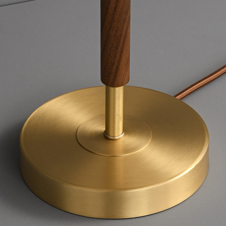 Contemporary Retro Brass Fabric Cylinder 1-Light Table Lamp For Bedside - Image 7