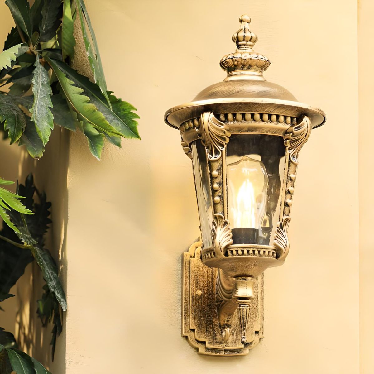 Outdoor Wall Light Vintage Glass Exterior Lantern