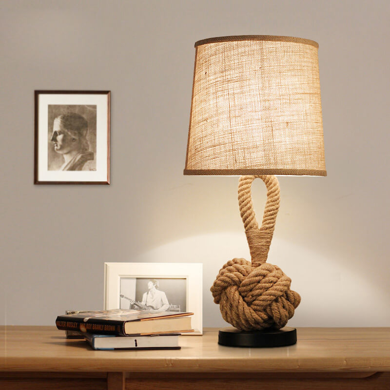Vintage Fabric Twine Knot 1-Light Table Lamps - Image 3