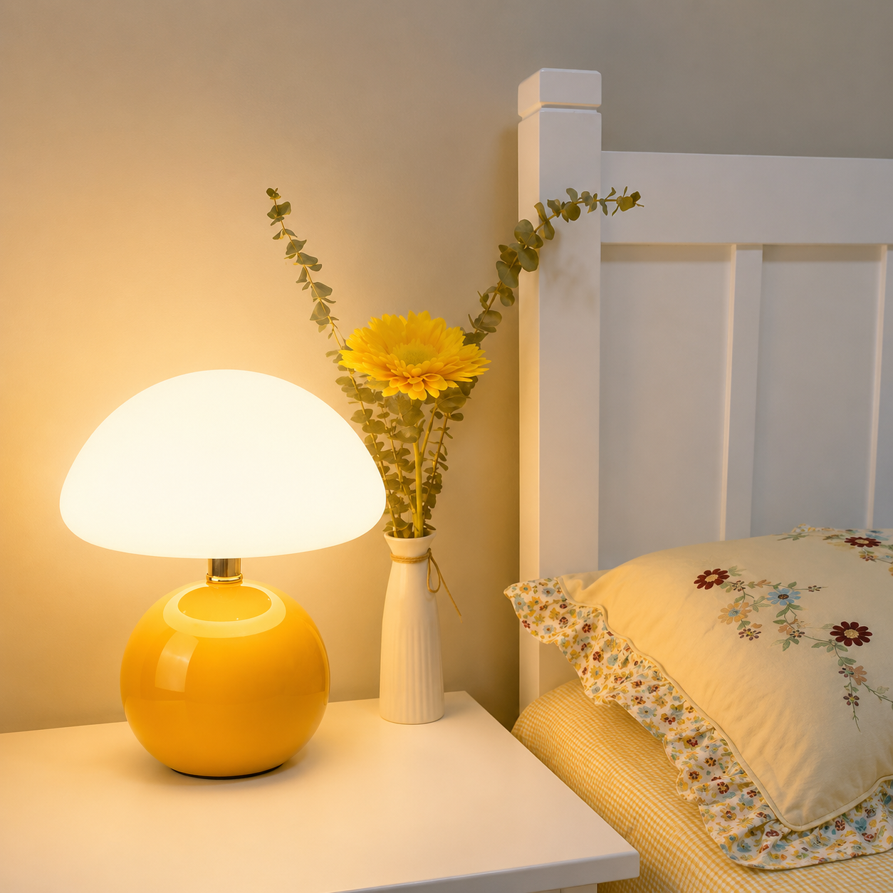 Mushroom Table Lamp with Ceramic Base