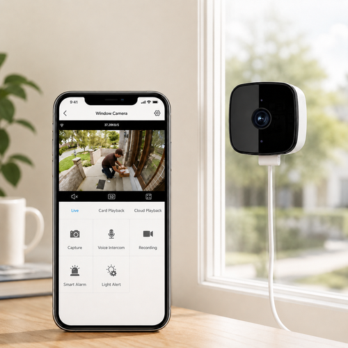 1080P WiFi Window Security Camera with 32GB Card