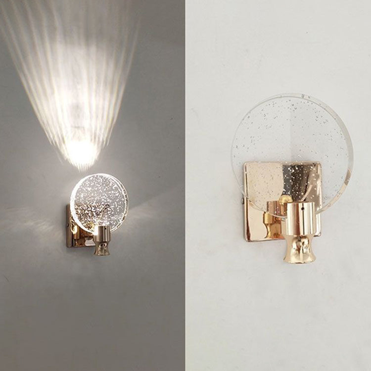 Contemporary Scandinavian Crystal Round LED Wall Sconce Lamp For Bedside - Image 11