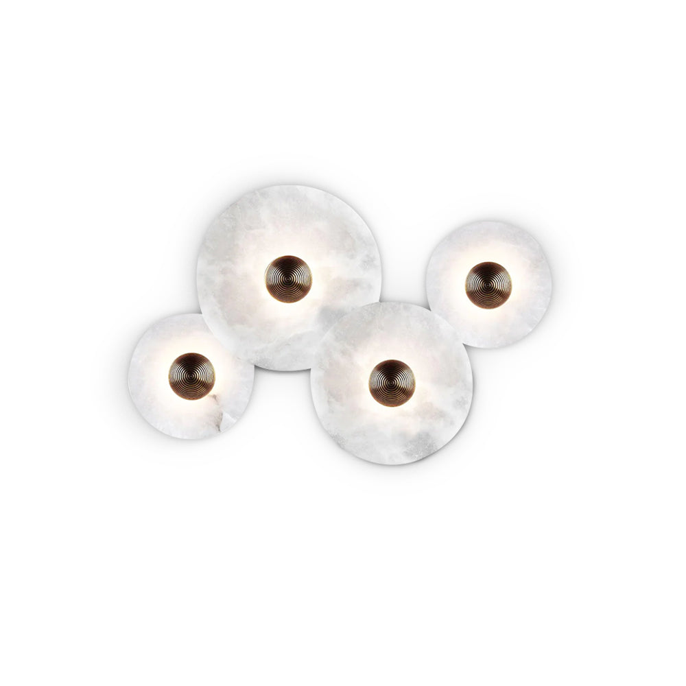 Modern Alabaster Round LED Flush Mount Wall Light