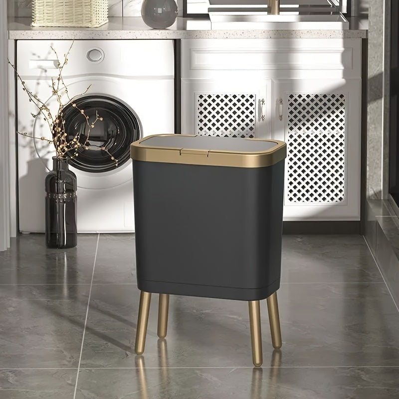 Kitchen Trash Can Lid Slim Odor Sealing Bathroom Waste Bin 15L - Image 3