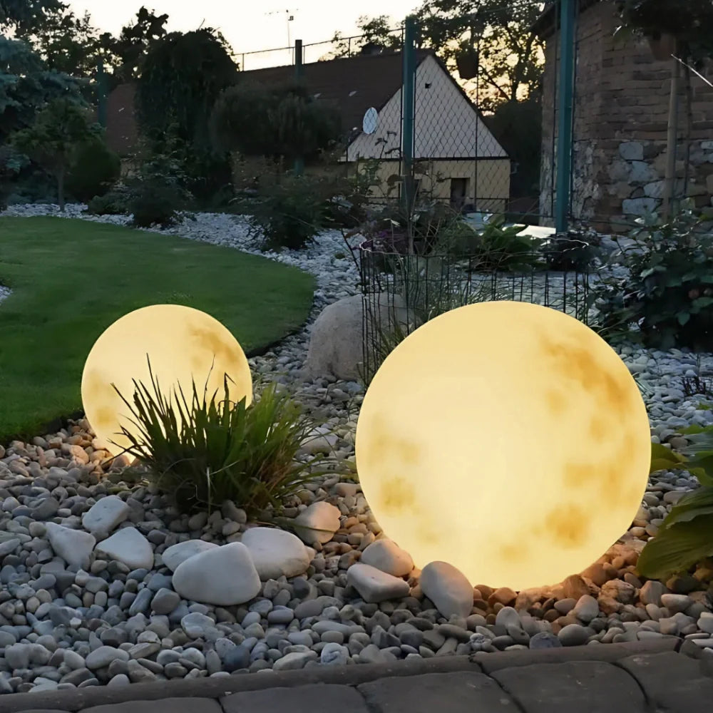 Radiant Moon Sphere Outdoor Lights – Solar LED Garden Light with Remote Control