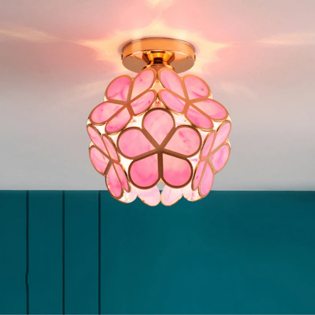 Flush Mount Ceiling Light Glass Floral Modern Fixture