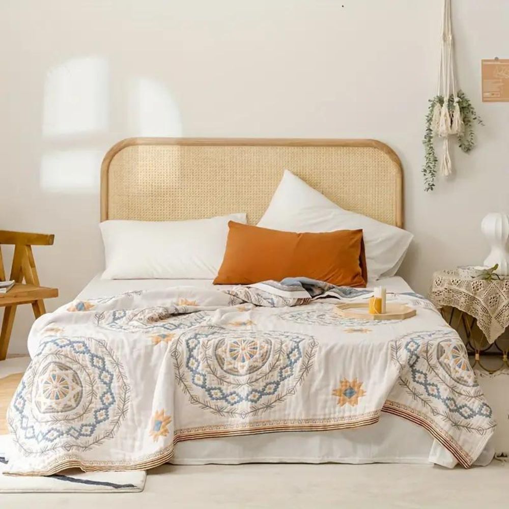 Soft Multi‑Purpose Cotton Blanket with Mandala Design