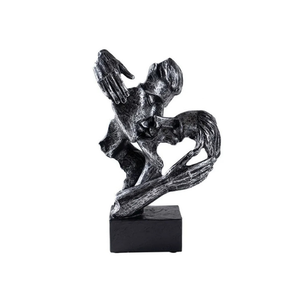 Abstract Couple Kiss Statue Contemporary Home Decor Accent