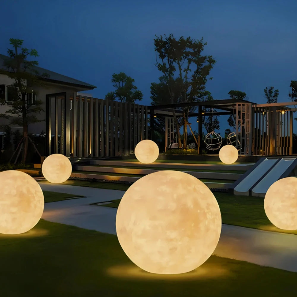 Radiant Moon Sphere Outdoor Lights – Solar LED Garden Light with Remote Control