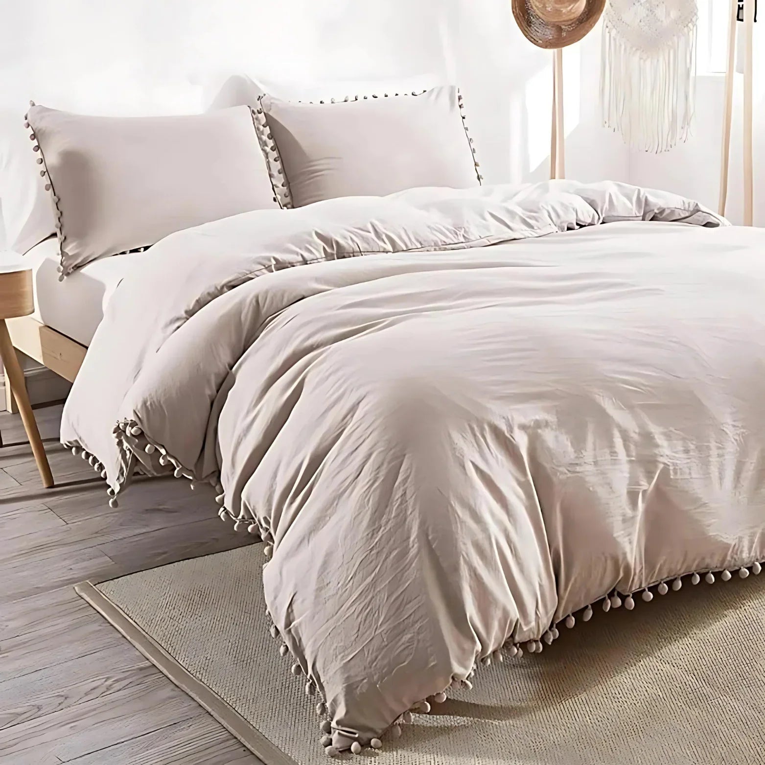 Anna Quilt Cover Set Nordic Pompom Trim
