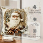 Golden Velvet Christmas Cushion Cover Festive Santa & Deer Design