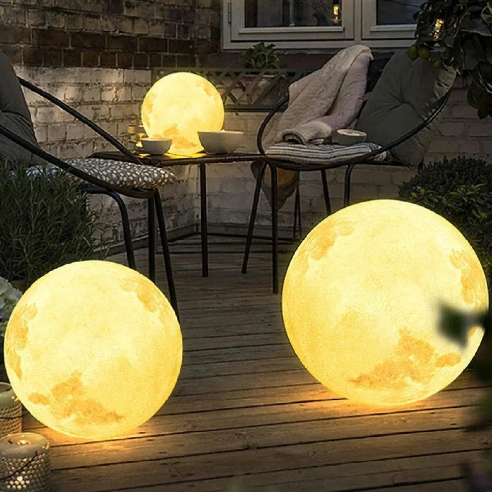 Radiant Moon Sphere Outdoor Lights – Solar LED Garden Light with Remote Control