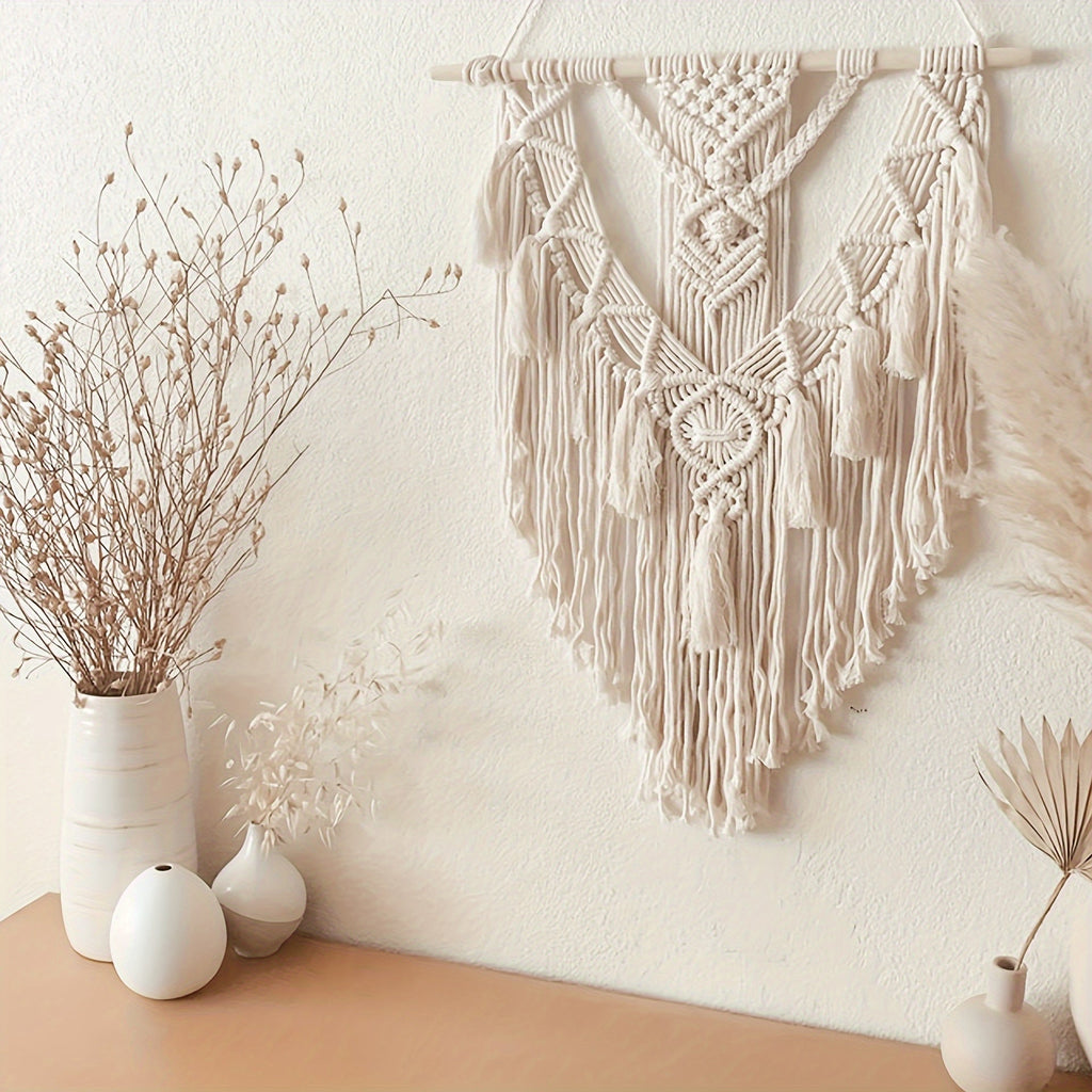 Macrame Wall Hanging Handwoven Boho Cotton Fringe Tapestry Bedroom Decor