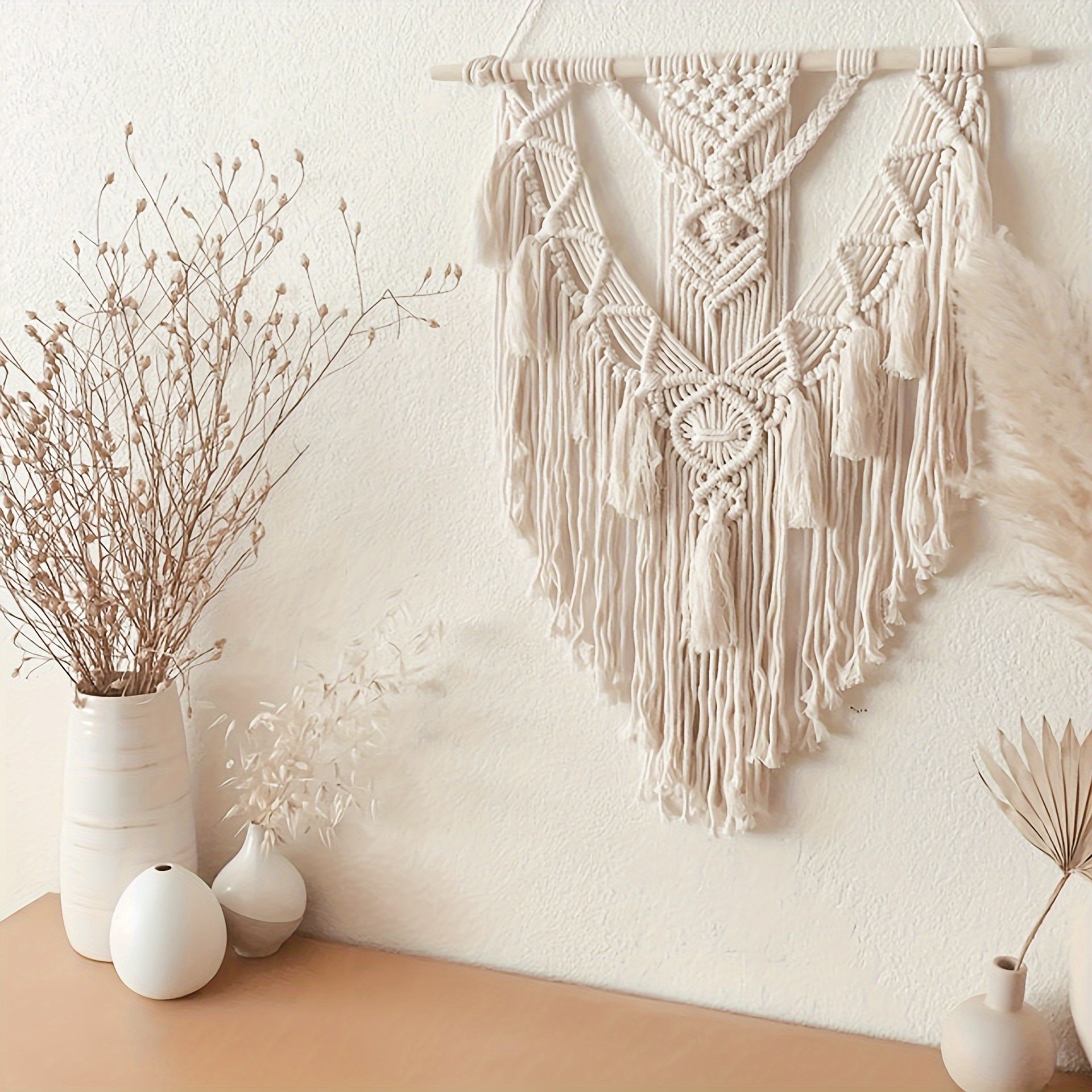 Macrame Wall Hanging Handwoven Boho Cotton Fringe Tapestry Bedroom Decor