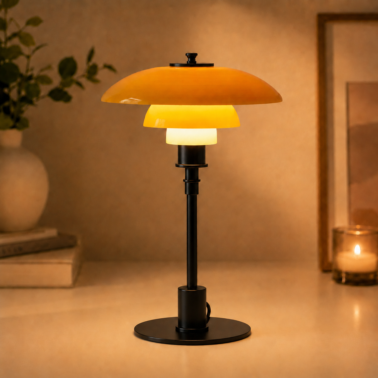 Scandinavian Bedside Table Lamp with Minimalist Glass Shade