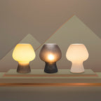 Vintage Bedside Table Lamp Ribbed Glass Mushroom Dimmable Nightstand Light