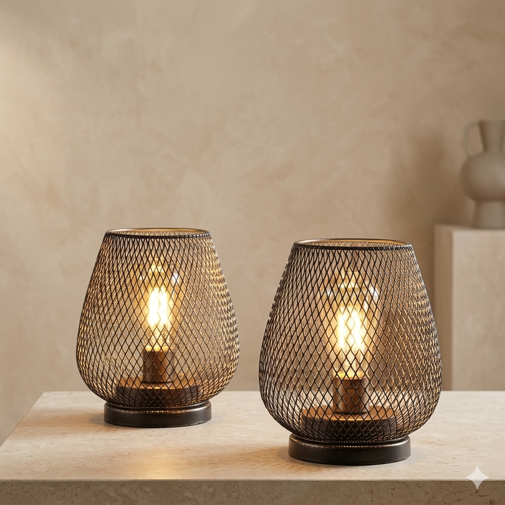 Avenora – Wireless Rechargeable Metal Mesh Table Lamp Warm White LED