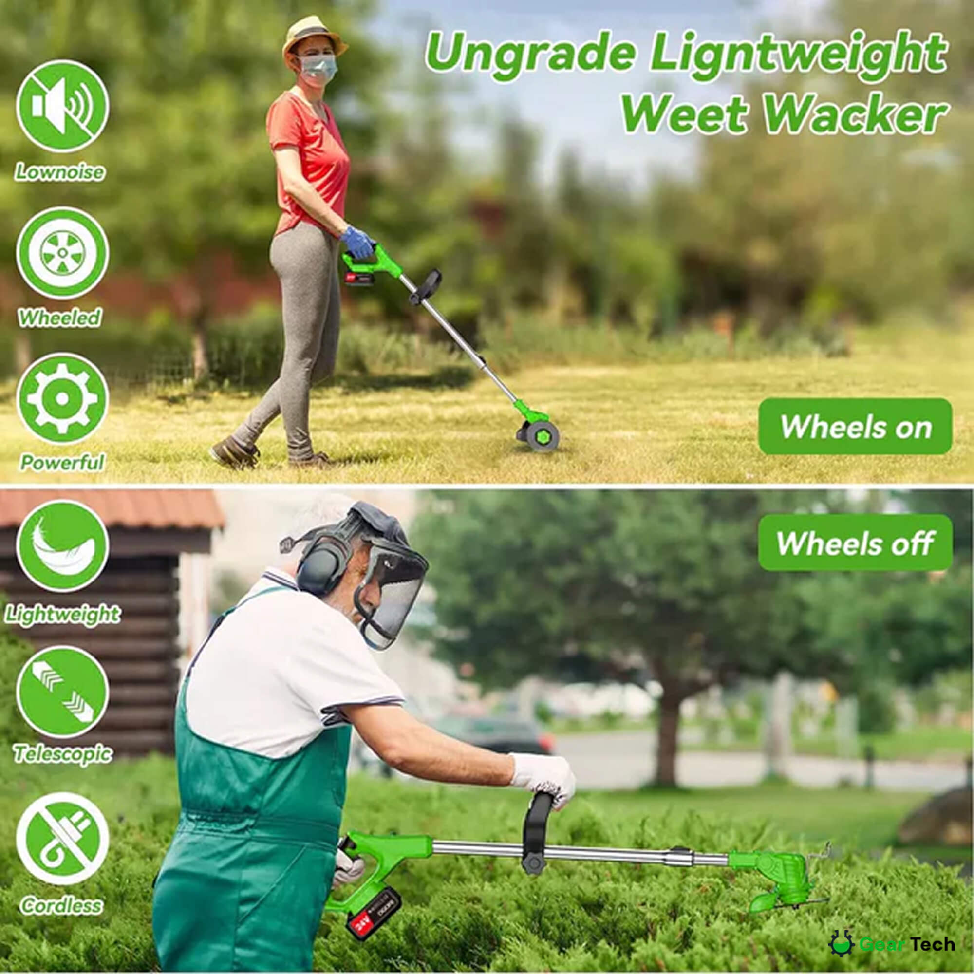 4‑in‑1 Cordless Garden Strimmer with Adjustable Handle