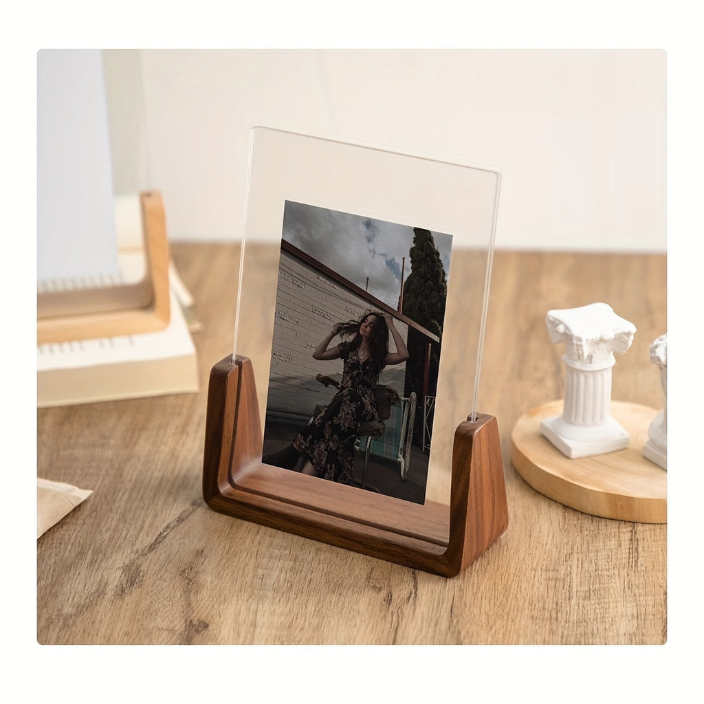 Acrylic Wood Photo Frame Modern Minimalist Desk Display