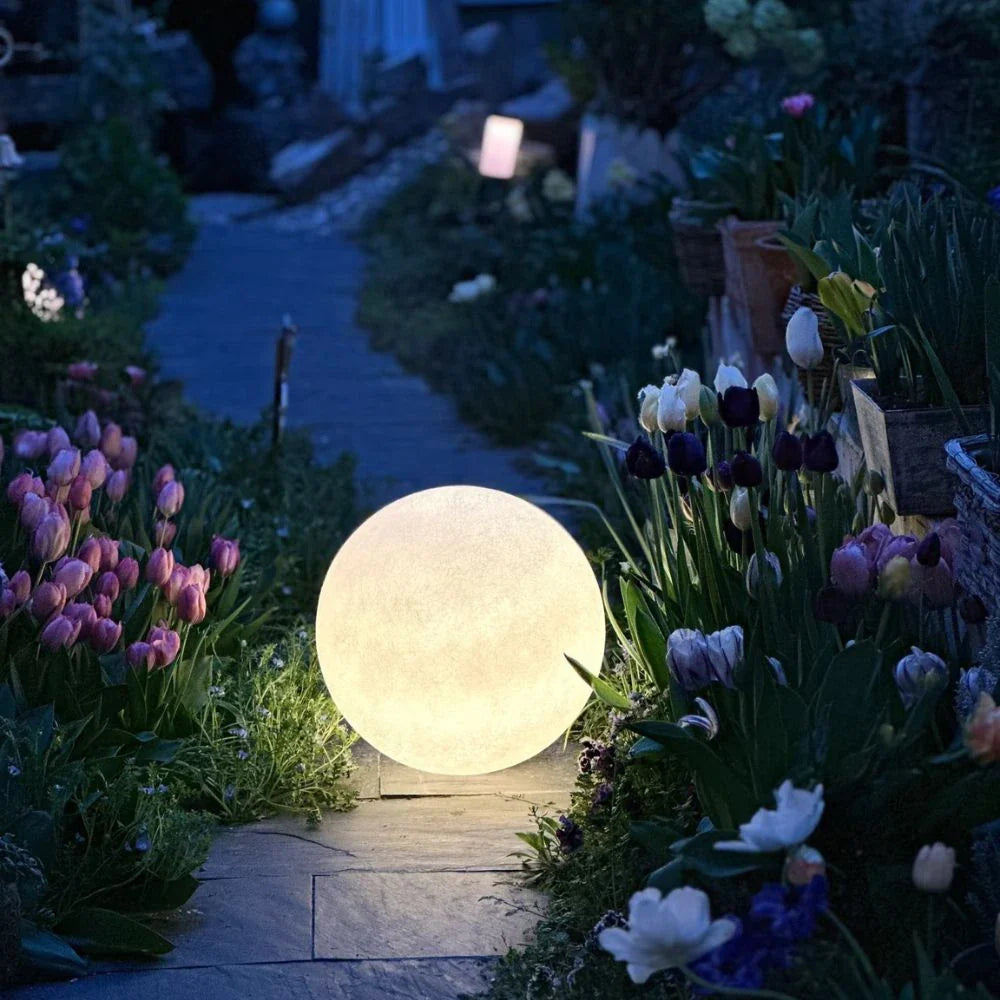 Radiant Moon Sphere Outdoor Lights – Solar LED Garden Light with Remote Control